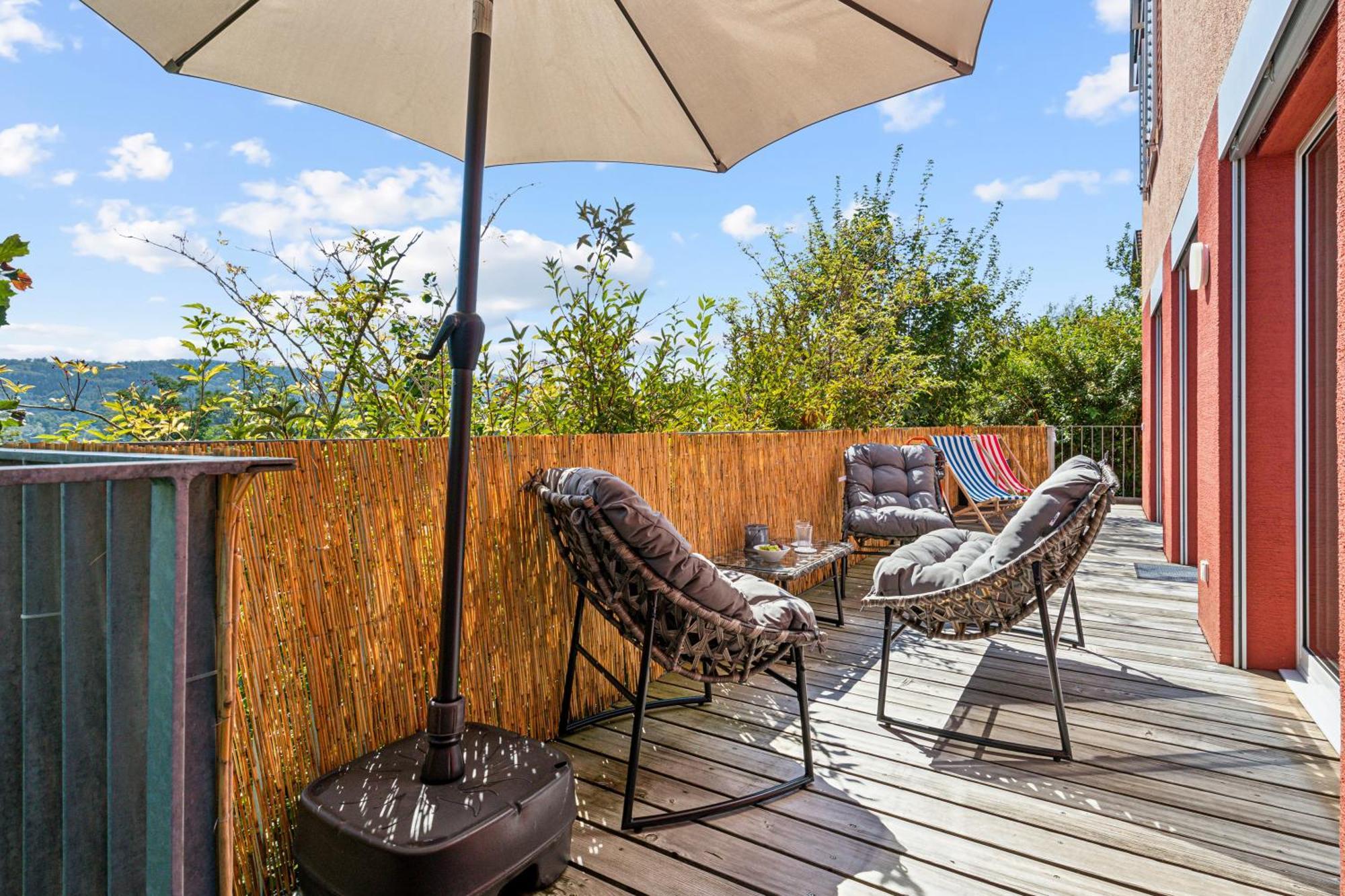 Business I Family Apartment I 1-4 Personen - Aare Blick, Nahe Altstadt I Beamer - 99" Leinwand I Terrassen Lounge Und Parkplatz Brugg  Kültér fotó